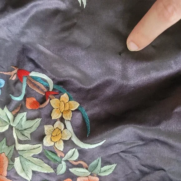 Vintage Silk Golden Bee Chinese Robe, sz S-L - Picture 10 of 16